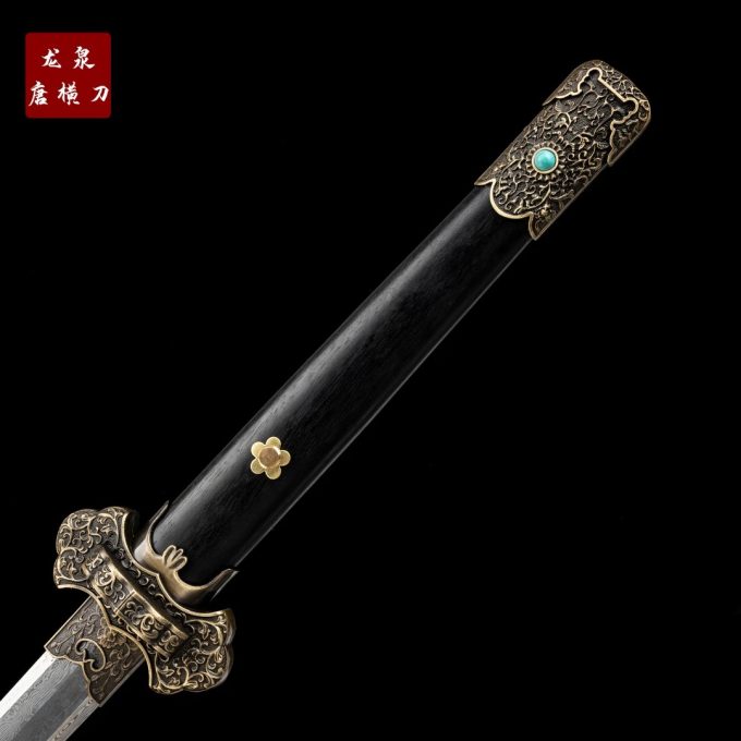 【豪华麒麟唐剑.乌木】收藏正品龙泉刀剑乌木花纹钢未开刃摆件 - Image 3