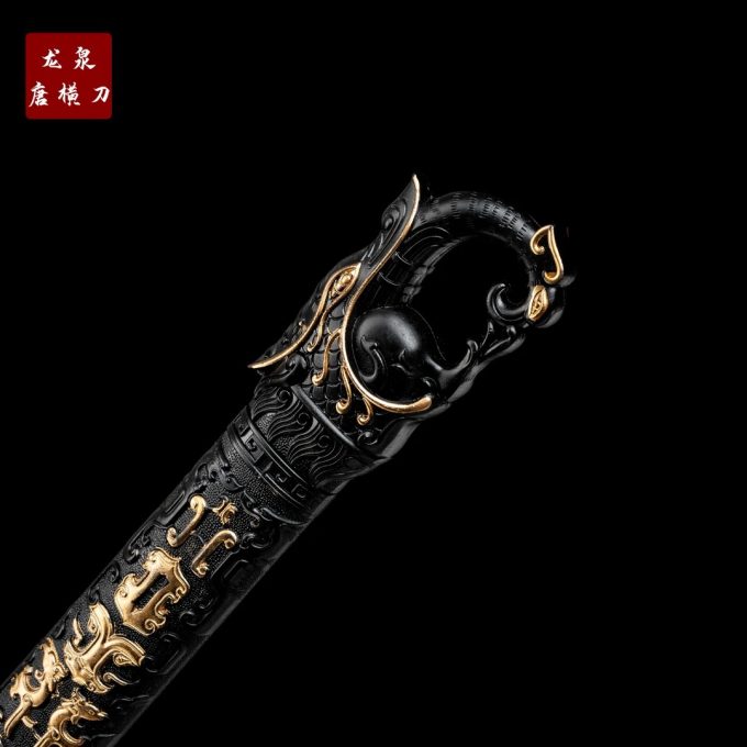 【风起唐横刀.乌木】收藏正品龙泉刀剑乌木花纹钢未开刃摆件 - Image 3